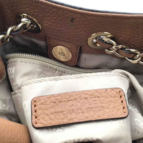 Michael Kors MK Frankie Drawstring Bucket Brown Convertible Leather Bag Purse - Picture 9 of 10